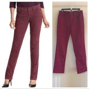LOFT Marisa Modern Straight Pant Paisley Red & Pink Pattern, size 28/6